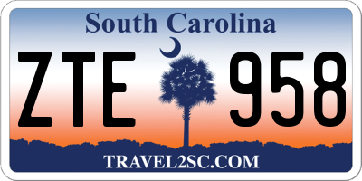 SC license plate ZTE958