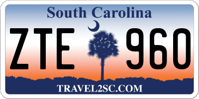 SC license plate ZTE960