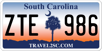SC license plate ZTE986