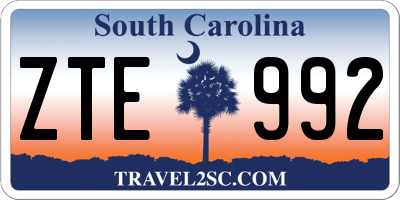 SC license plate ZTE992