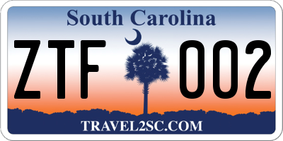 SC license plate ZTF002