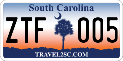 SC license plate ZTF005