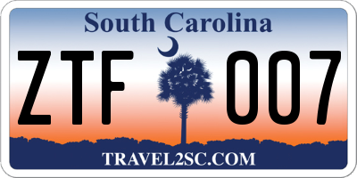 SC license plate ZTF007