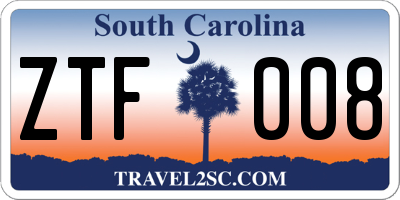 SC license plate ZTF008