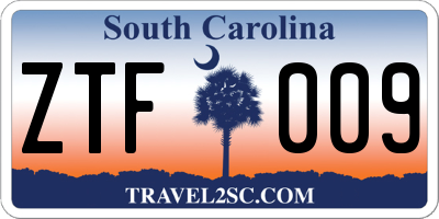 SC license plate ZTF009