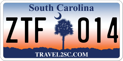 SC license plate ZTF014
