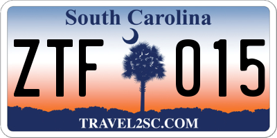 SC license plate ZTF015