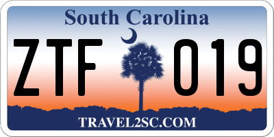 SC license plate ZTF019