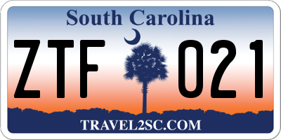 SC license plate ZTF021