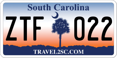 SC license plate ZTF022