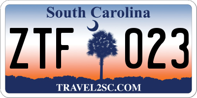 SC license plate ZTF023