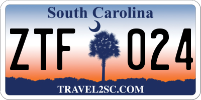 SC license plate ZTF024