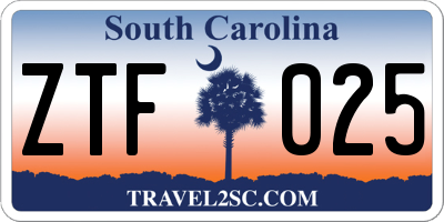 SC license plate ZTF025