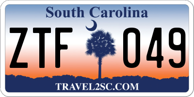 SC license plate ZTF049