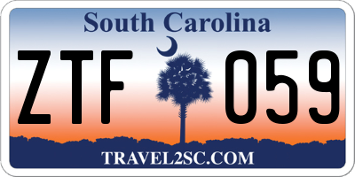 SC license plate ZTF059