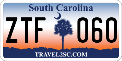SC license plate ZTF060