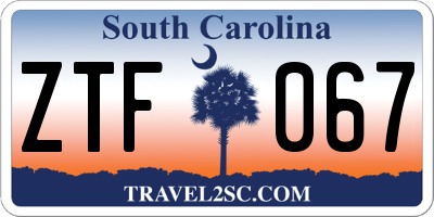 SC license plate ZTF067