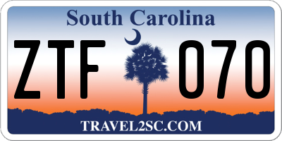 SC license plate ZTF070