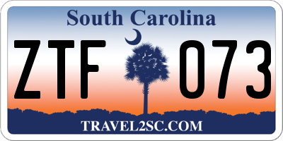 SC license plate ZTF073