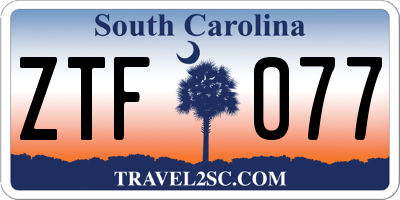SC license plate ZTF077