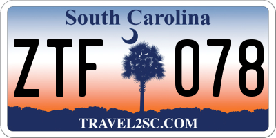 SC license plate ZTF078