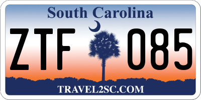SC license plate ZTF085