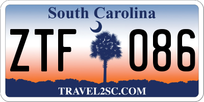 SC license plate ZTF086