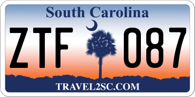 SC license plate ZTF087