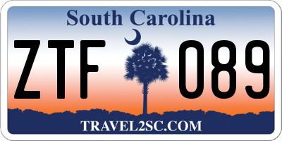 SC license plate ZTF089