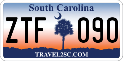 SC license plate ZTF090