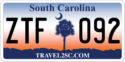 SC license plate ZTF092