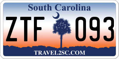 SC license plate ZTF093