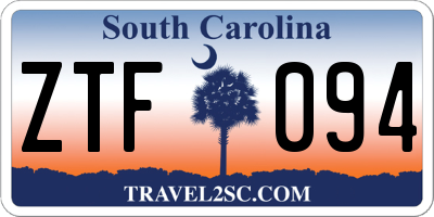 SC license plate ZTF094