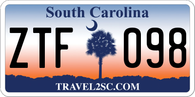 SC license plate ZTF098