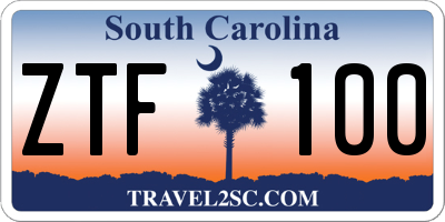 SC license plate ZTF100