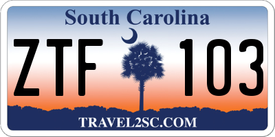SC license plate ZTF103