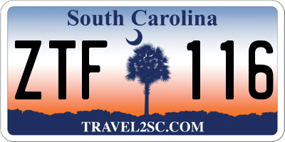 SC license plate ZTF116
