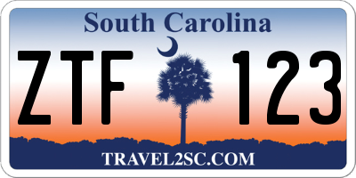 SC license plate ZTF123