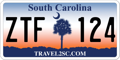 SC license plate ZTF124