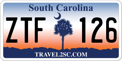 SC license plate ZTF126