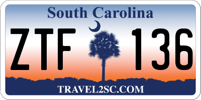 SC license plate ZTF136