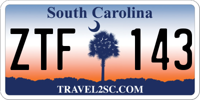 SC license plate ZTF143