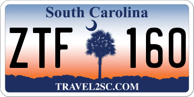 SC license plate ZTF160