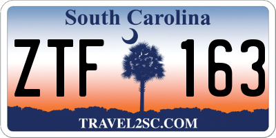SC license plate ZTF163