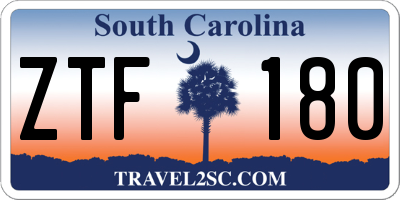 SC license plate ZTF180