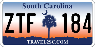 SC license plate ZTF184