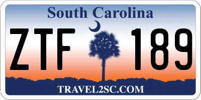 SC license plate ZTF189