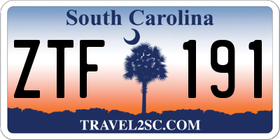 SC license plate ZTF191