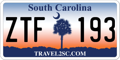 SC license plate ZTF193