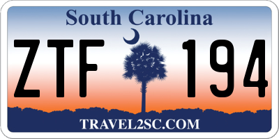 SC license plate ZTF194